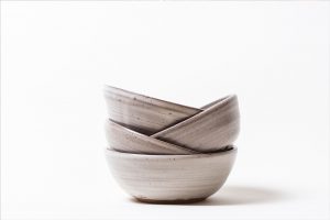 product photography of grayling ceramics bowls stacked together